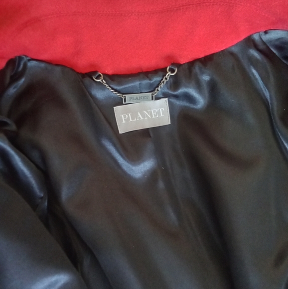 UK Brand Planet Red Wool Cashmere Pea Coat 16 - Picture 5 of 11